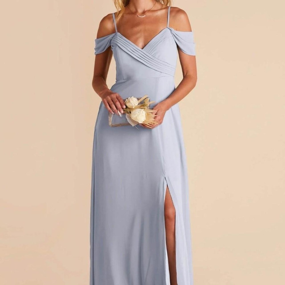 Birdy Grey Chiffon Spence Convertible Maxi Dress Dusty Blue Medium Bridesmaid